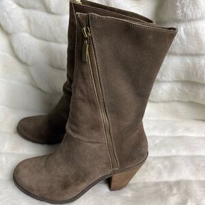 Adam Tucker leather suede Brown boots side zipper 8.5M